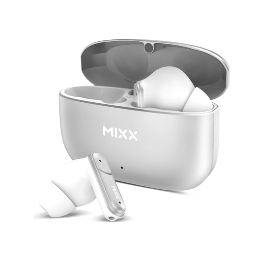 Mixx StreamBuds Custom 3 - True Wireless Earbuds with Charging Case - Sleek Bluetooth Earbuds (Silver White)