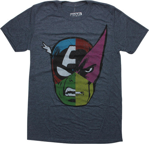 Avengers Hero Six Piece Pie Face Charcoal T-Shirt