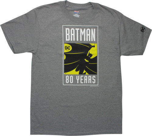 Batman 80 Years Silhouette Logo Gray T-Shirt