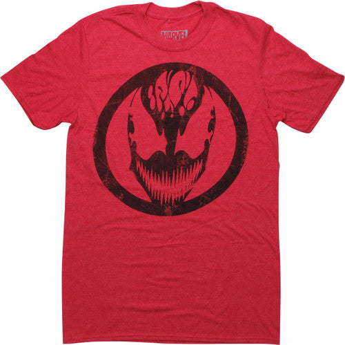 Carnage Face in Circle Distressed T-Shirt