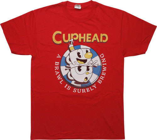 Cuphead A Brawl is Surely Brewing Red T-Shirt