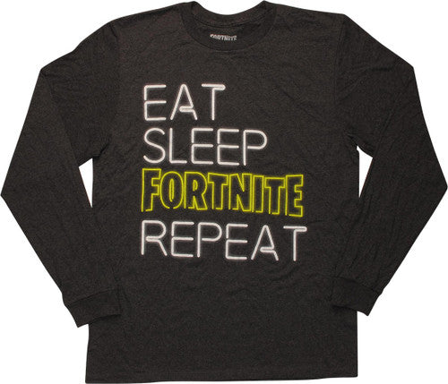 Fortnite Eat Sleep Fortnite Repeat Gray Long Sleeve T-Shirt