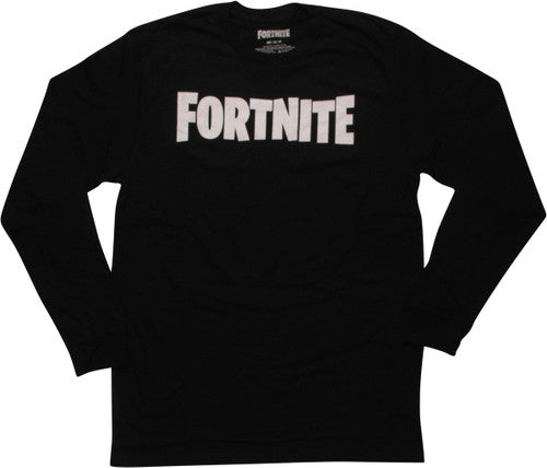 Fortnite White Name Black Long Sleeve T-Shirt