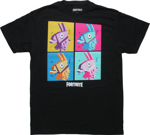 Fortnite Cartoon Supply Llama Squares T-Shirt
