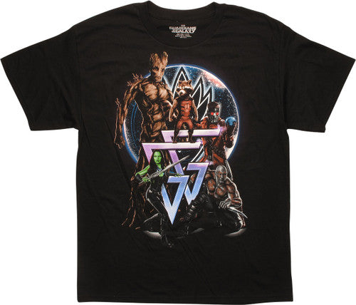 Guardians of the Galaxy Logo Heroes Pose T-Shirt