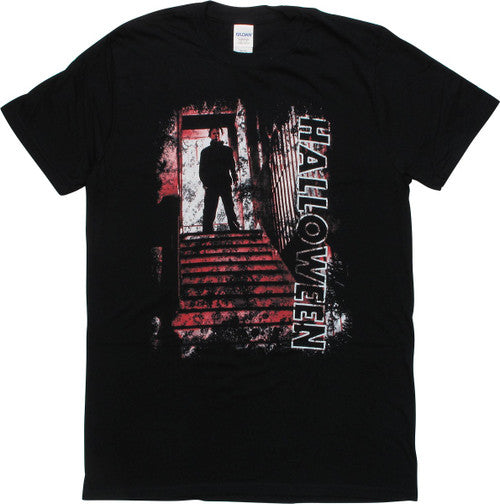 Halloween Michael Myers Stairways Black T-Shirt
