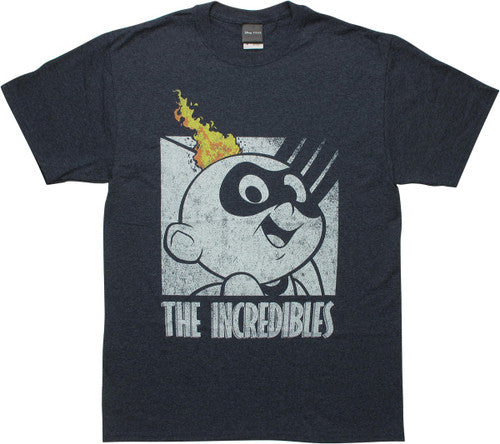 Incredibles 2 Jack Jack Face Heather Navy Blue T-Shirt