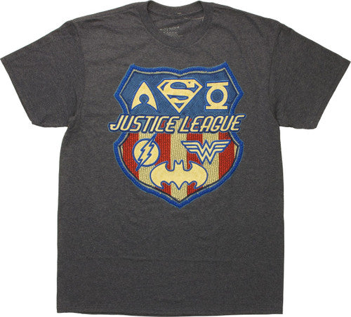 Justice League Raised Logos T-Shirt