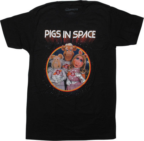 Muppets Pigs in Space Black T-Shirt