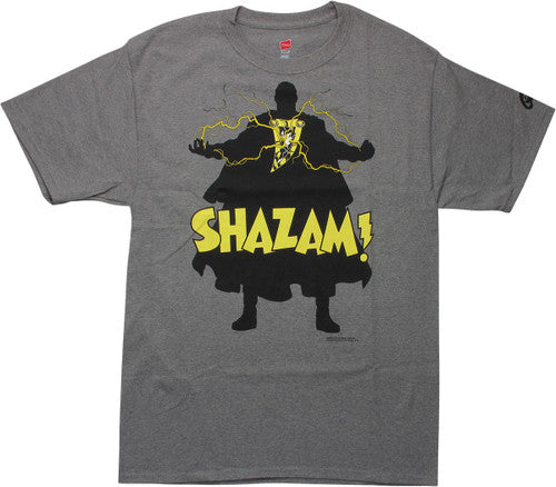 Shazam Name Silhouette Gray T-Shirt
