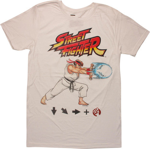 Street Fighter Ryu Hadouken Control White T-Shirt