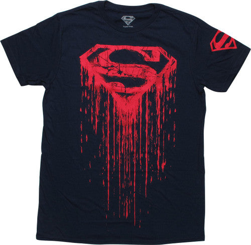 Superman Distress Logo Drip T-Shirt