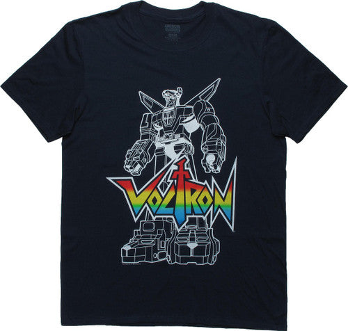 Voltron Outline Sketch Rainbow T-Shirt