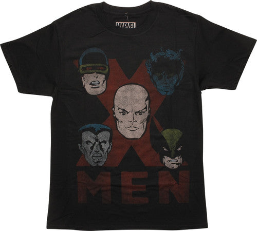 X Men Hero Faces on X T-Shirt