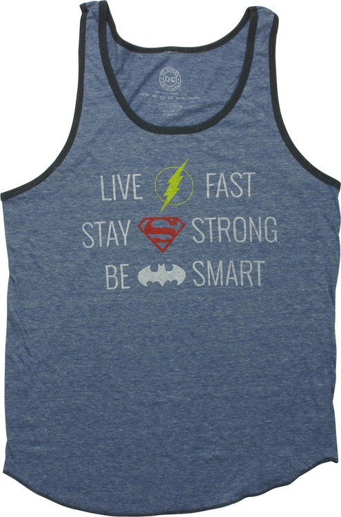 Justice League Fast Strong Heather Royal Tank Top