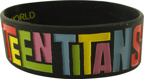 Teen Titans Circled Heads Rubber Wristband in Blue