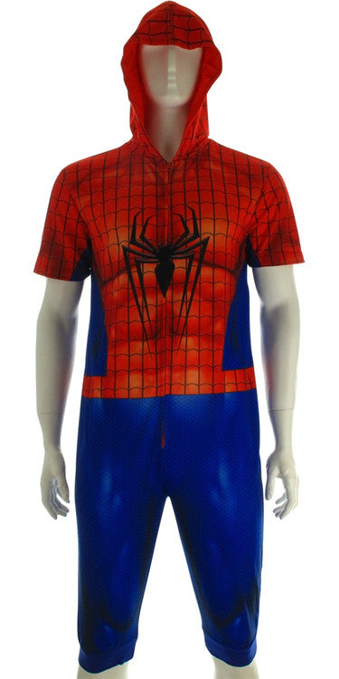 Spiderman Costume Cropped Hooded Union Suit