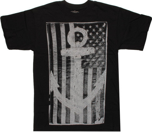USA Flag Gray Anchor T-Shirt