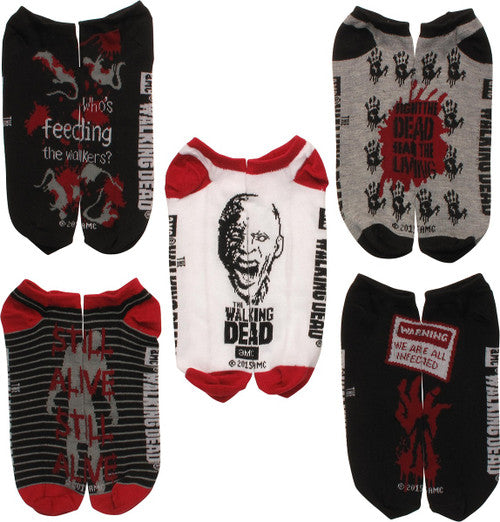Walking Dead FDFL Hand Mens 5 Pk Low Socks Set in Red