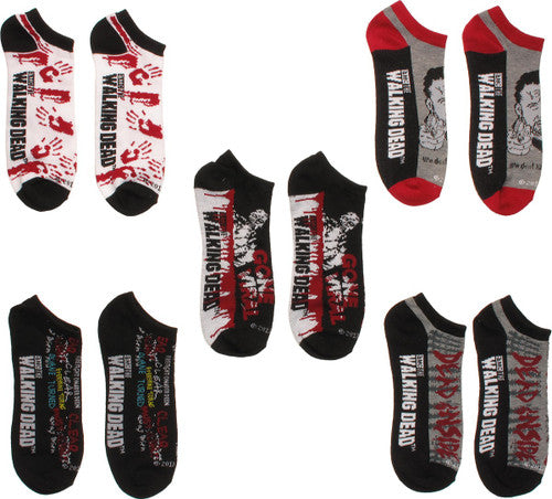 Walking Dead Mixed Mens Low Cut 5 Pair Socks Set in White