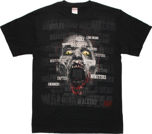 Walking Dead Walker Names Head T-Shirt