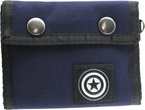 Captain America Shield Logo Tri-Fold Canvas Wallet in Black