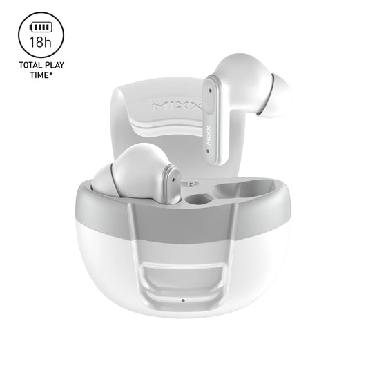 Mixx StreamBuds Solo 3 True Wireless Earphones, Charge Case, and Touch Sensor Controls White