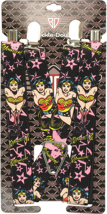 Wonder Woman Pink Stars Suspenders