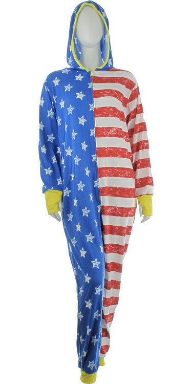 Wonder Woman Stars and Stripes Hooded Union Suit
