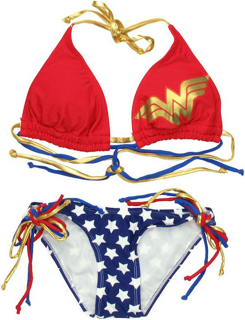 Wonder Woman Triangle String Bikini Swimsuit