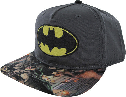 Batman Logo Sublimated Bill Snapback Youth Hat in Yellow