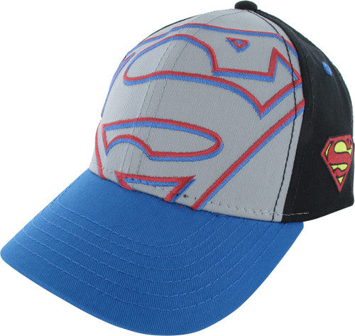 Superman Oversized Logo Snapback Youth Hat in Blue