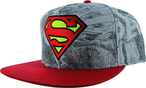 Superman Sketch Gray Red Bill Snapback Youth Hat