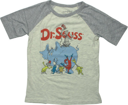 Dr Seuss Book Characters Raglan Youth T-Shirt