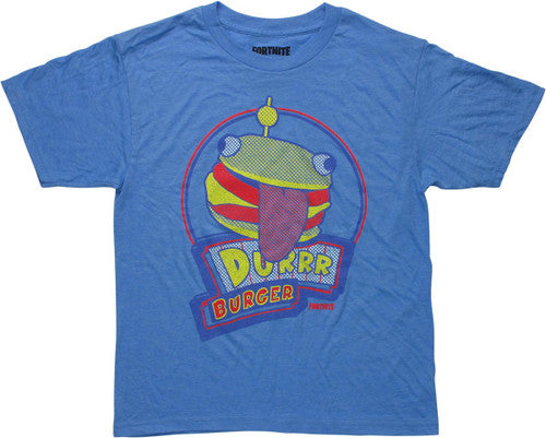 Fortnite Durrr Burger Sign Light Blue Youth T-Shirt
