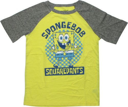 Spongebob Squarepants Checker Raglan Youth T-Shirt