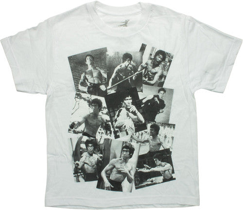 Bruce Lee Montage White Youth T-Shirt